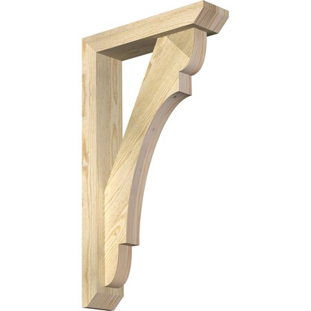 Ekena Millwork Olympic Slat Rough Sawn Bracket w/ Offset Brace, Douglas Fir, 4"W x 16"D x 28"H BKT0402X16X28OLY06RDF